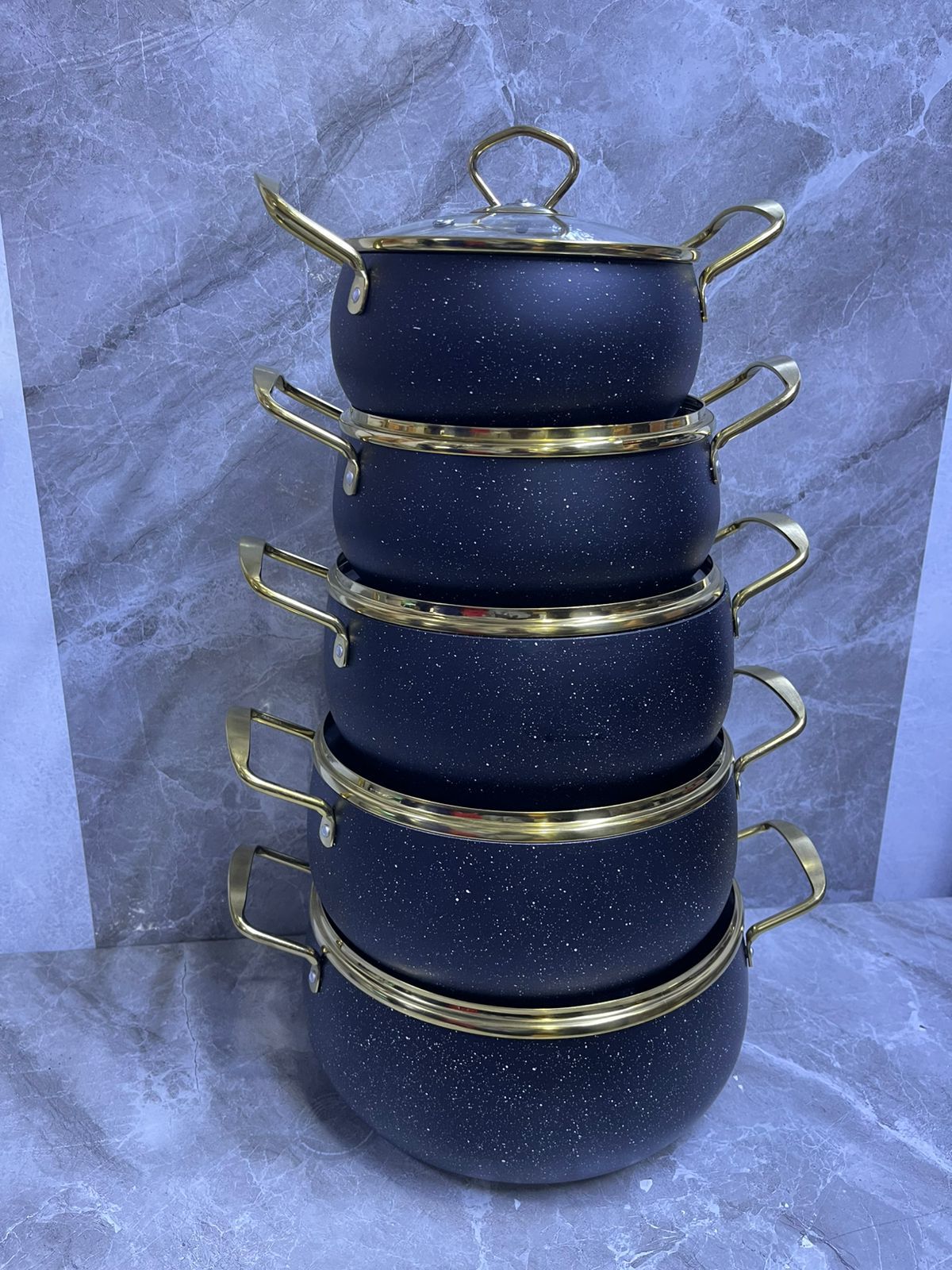 [ON SALE] Amber 10-Piece Granite Cookware Set 🍳✨ | 20–30cm Nonstick Pots | Durable Sufuria Set | Black & White Colours