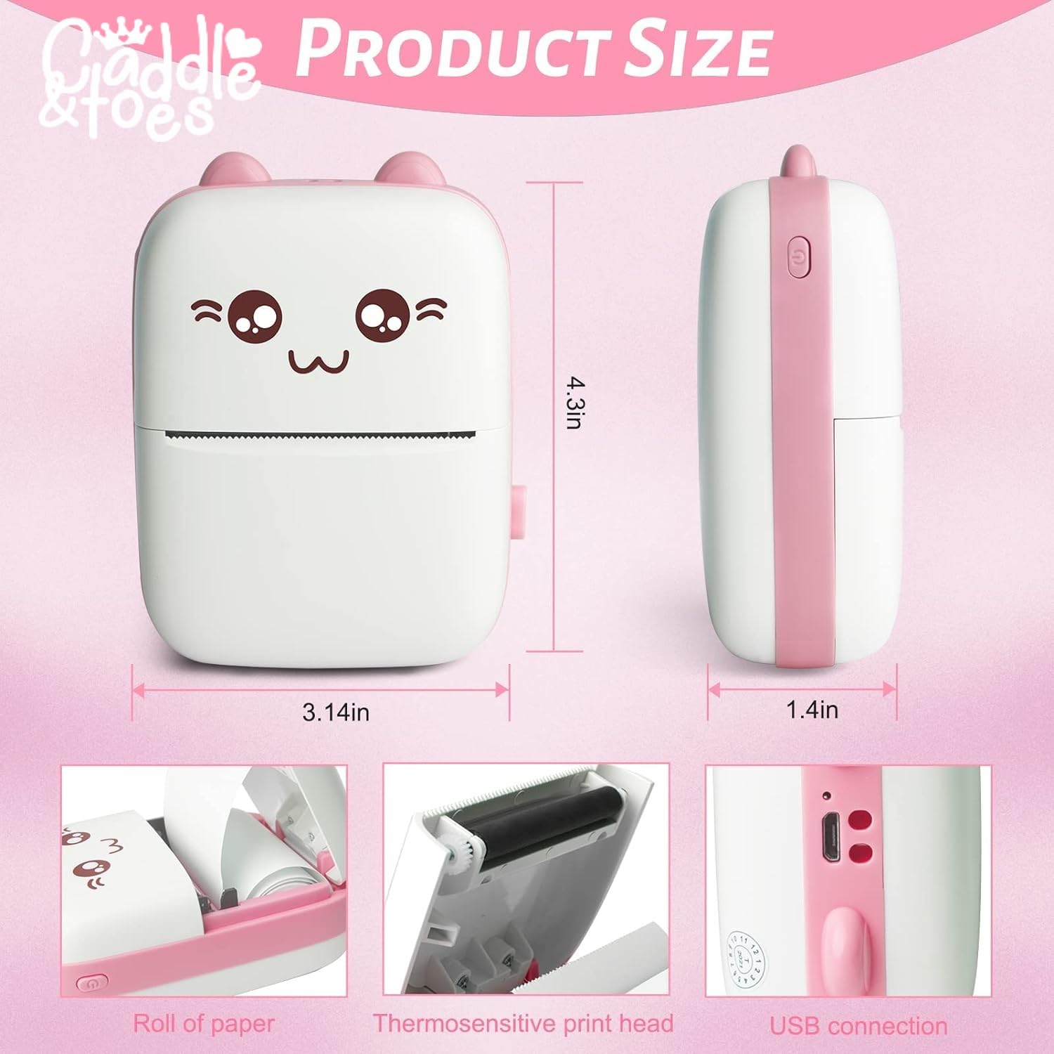 🔥 New Arrival! 🔥Portable Mini Bluetooth Thermal Printer 🖨️📱 | Rechargeable Handheld Pocket Printer | Wireless Label & Photo Printer | Cartoon Design | 2 Colors Available 🎨✨printing anytime