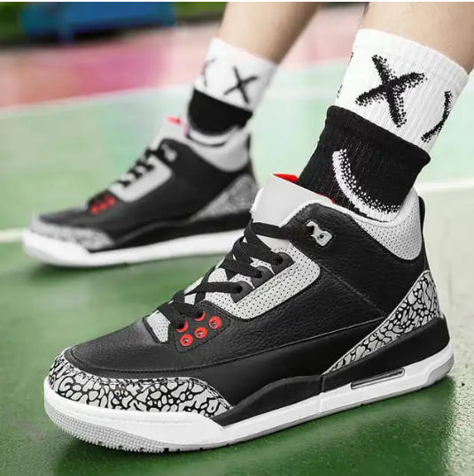 Fancy Air J3 Retro 'Cement' 2011 , Fashion Sneakers Black/Varsity Red-Cement Grey