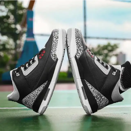 Fancy Air J3 Retro 'Cement' 2011 , Fashion Sneakers Black/Varsity Red-Cement Grey