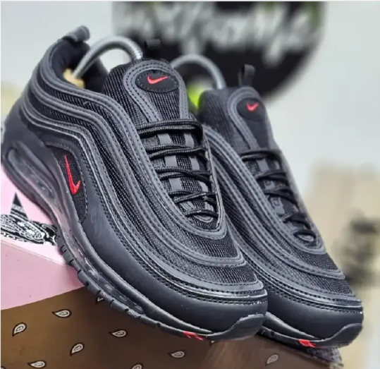 Hot Deal! Air Max 97 Men’s Black Fashion Sneakers sleek, stylish, and durable shoes for everyday wear, sports, and urban outfits.