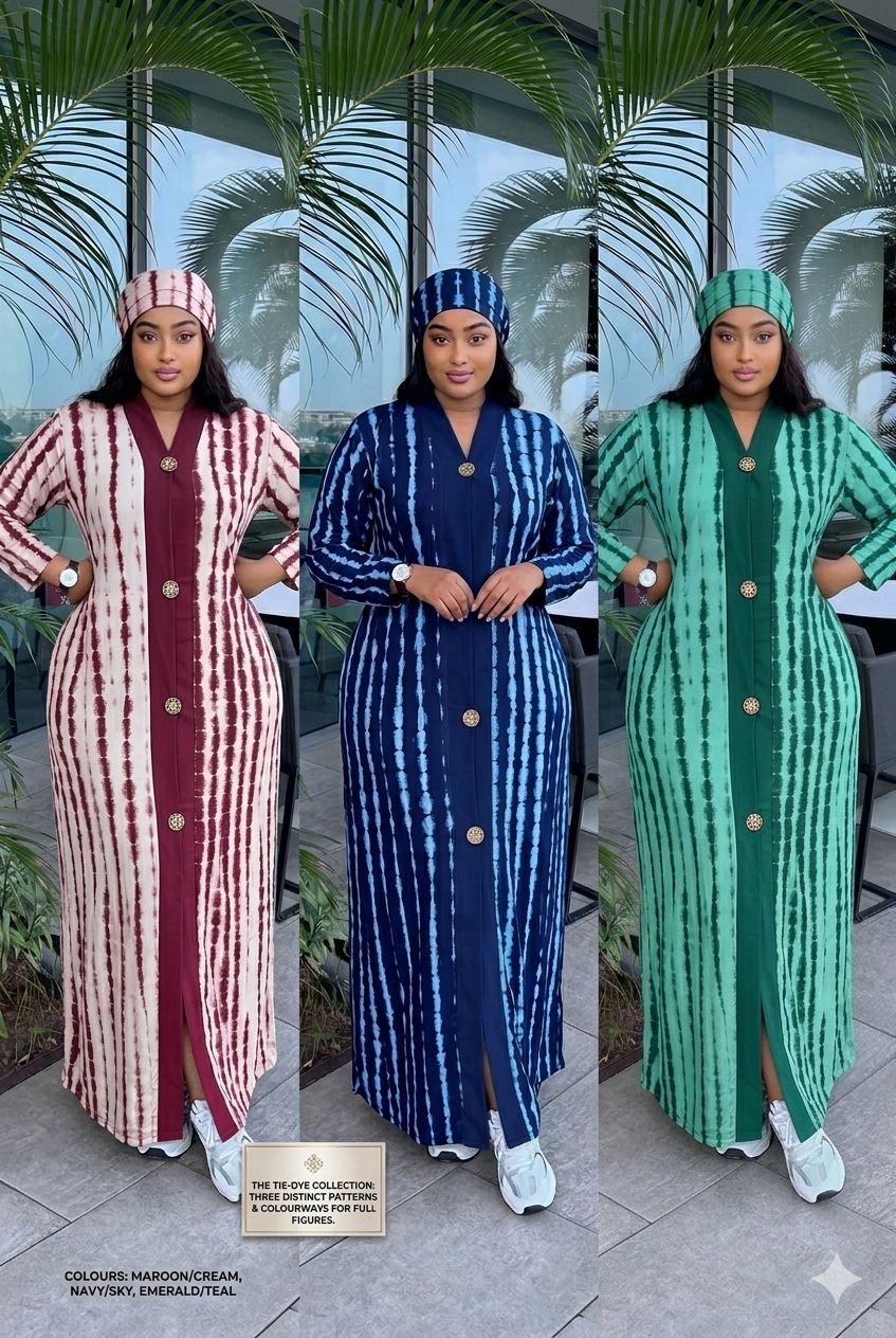 Kaftan dress with a scarf