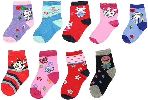 6 Pairs Cute Cotton Baby Socks – Newborn to Toddler (0–12 Months / 1–3 Years) – Soft, Breathable & Assorted Colors (Unisex)