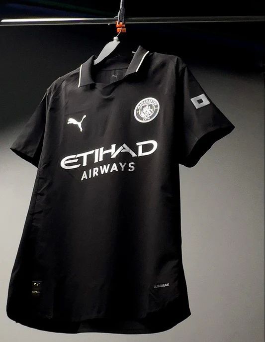 Man City Black Performance Football Jersey – Sleek, Modern, Sweat-Resistant Match Kit with Premium Comfort Design