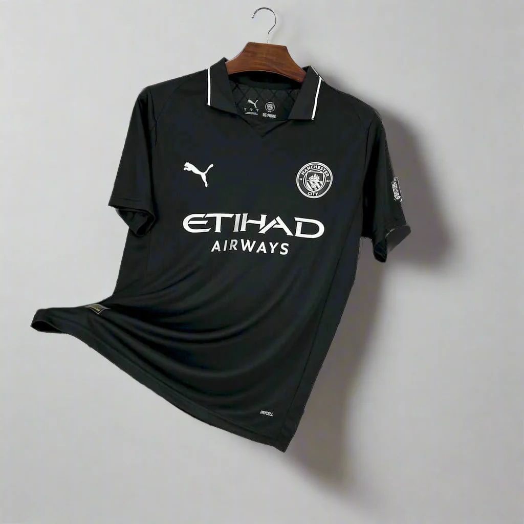 Man City Black Performance Football Jersey – Sleek, Modern, Sweat-Resistant Match Kit with Premium Comfort Design
