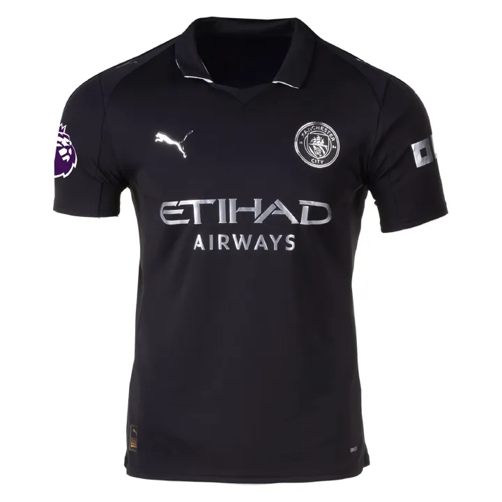 Man City Black Performance Football Jersey – Sleek, Modern, Sweat-Resistant Match Kit with Premium Comfort Design