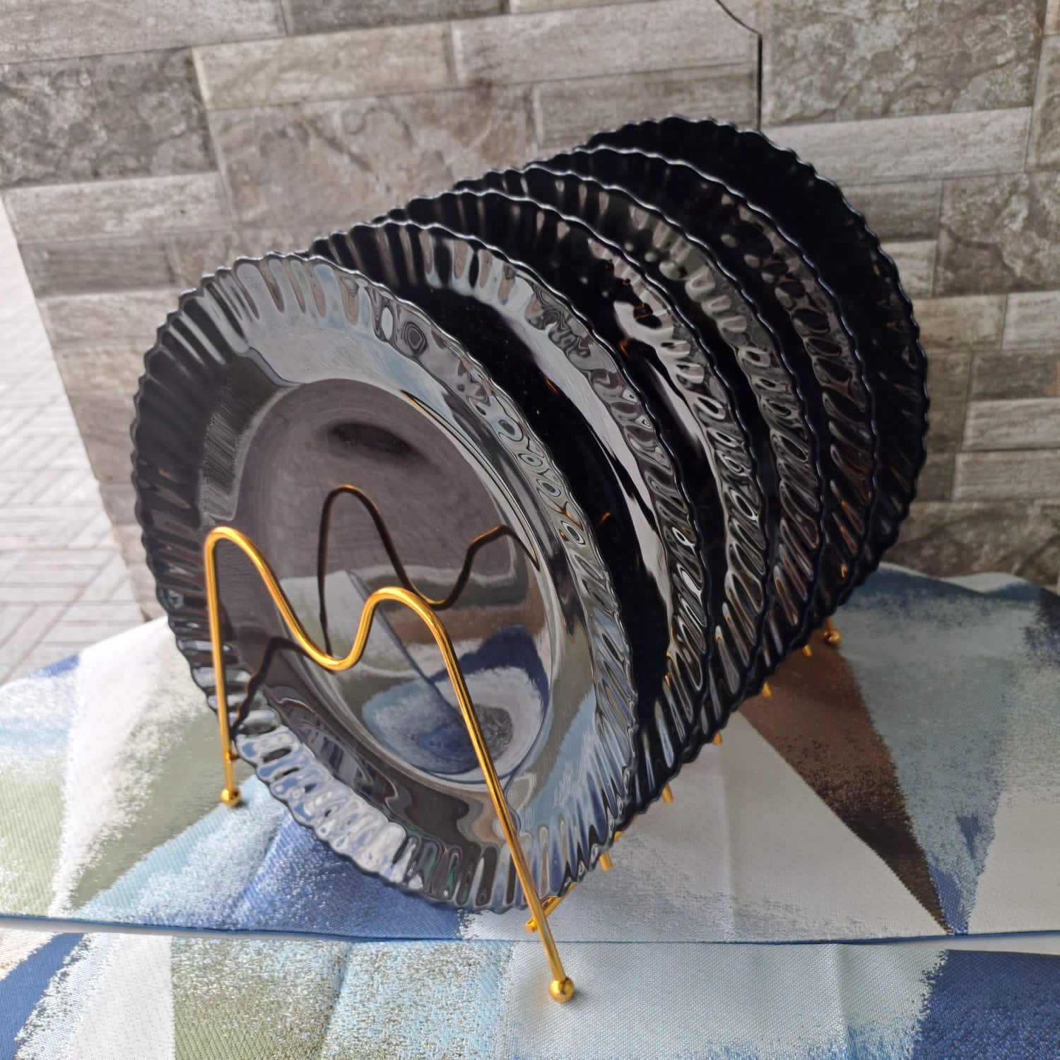 Opal 10.5-Inch Ceramic Dinner Plate Set – 6-Piece Elegant Tableware for Home & Restaurants (Black, white)