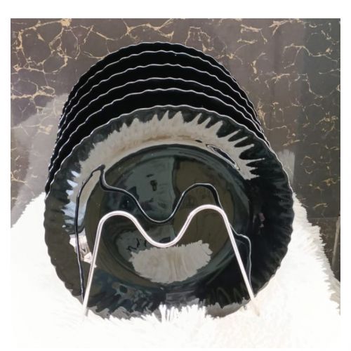 Opal 10.5-Inch Ceramic Dinner Plate Set – 6-Piece Elegant Tableware for Home & Restaurants (Black, white)