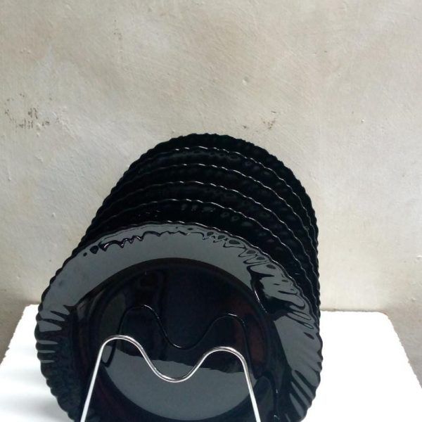 Opal 10.5-Inch Ceramic Dinner Plate Set – 6-Piece Elegant Tableware for Home & Restaurants (Black, white)