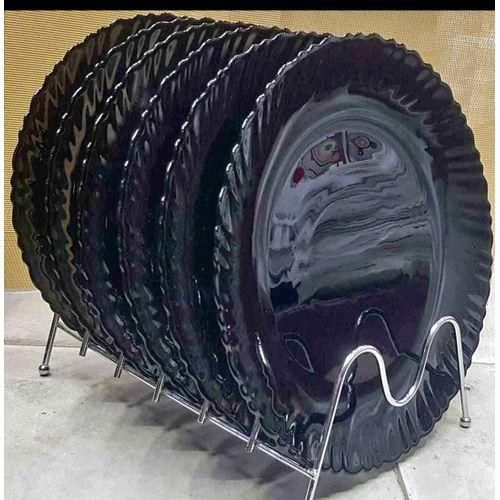 Opal 10.5-Inch Ceramic Dinner Plate Set – 6-Piece Elegant Tableware for Home & Restaurants (Black, white)