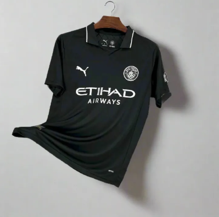 Manchester City FC Men’s 2025/26 Authentic Away Soccer Jersey – Slim Fit – Black with aesthetics