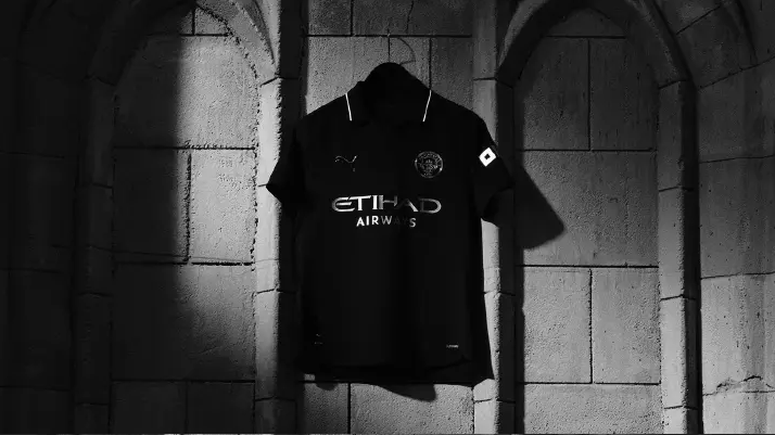 Manchester City FC Men’s 2025/26 Authentic Away Soccer Jersey – Slim Fit – Black with aesthetics