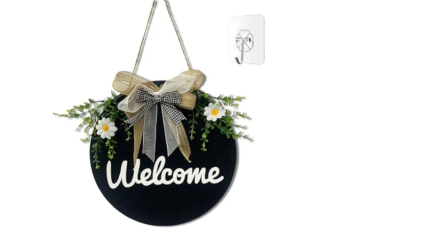 30cm Welcome Decorative Wall Hanging – Modern Home Wall Art for Living Room, Bedroom & Entryway – Black Color