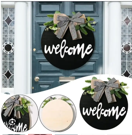 30cm Welcome Decorative Wall Hanging – Modern Home Wall Art for Living Room, Bedroom & Entryway – Black Color