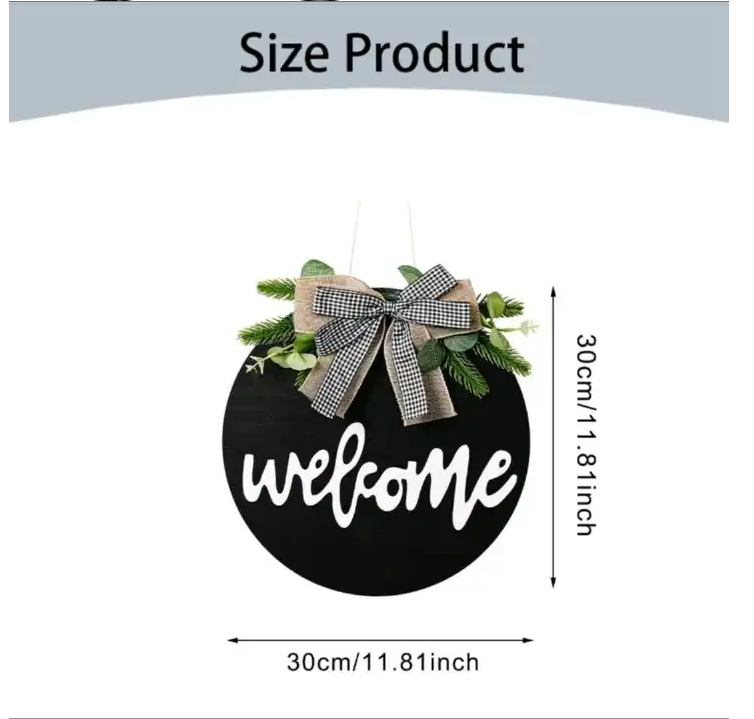 30cm Welcome Decorative Wall Hanging – Modern Home Wall Art for Living Room, Bedroom & Entryway – Black Color
