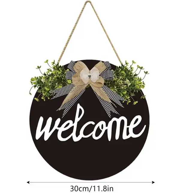 30cm Welcome Decorative Wall Hanging – Modern Home Wall Art for Living Room, Bedroom & Entryway – Black Color