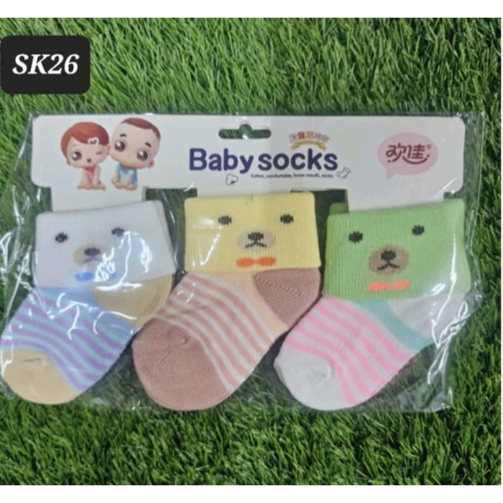 3-Pairs Newborn Baby Socks | Soft Cotton Stretch | Non-Slip & Breathable for 0-6 Months