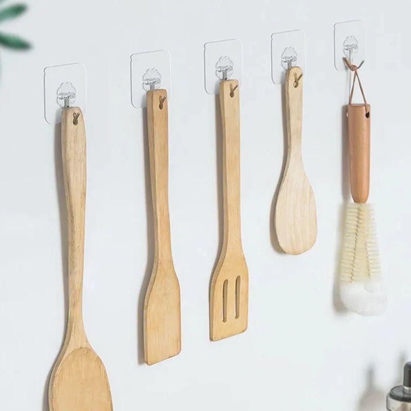 10PCS  Transparent Stainless Steel Strong Self Adhesive Hooks Key Storage Hanger for Kitchen Bathroom Door Wall Multi-Function