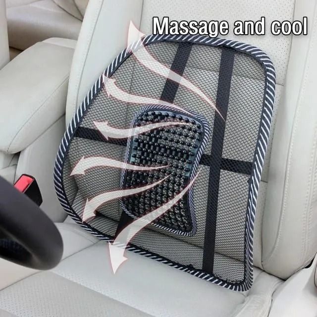Seat back lumbar support BACK REST mesh Cool Vent Cushion Mesh Back Lumbar Support New Car Office Chair Truck Seat Black Lumbar Support Cushion Ergonomic Mesh Back Support for Car Seat Posture