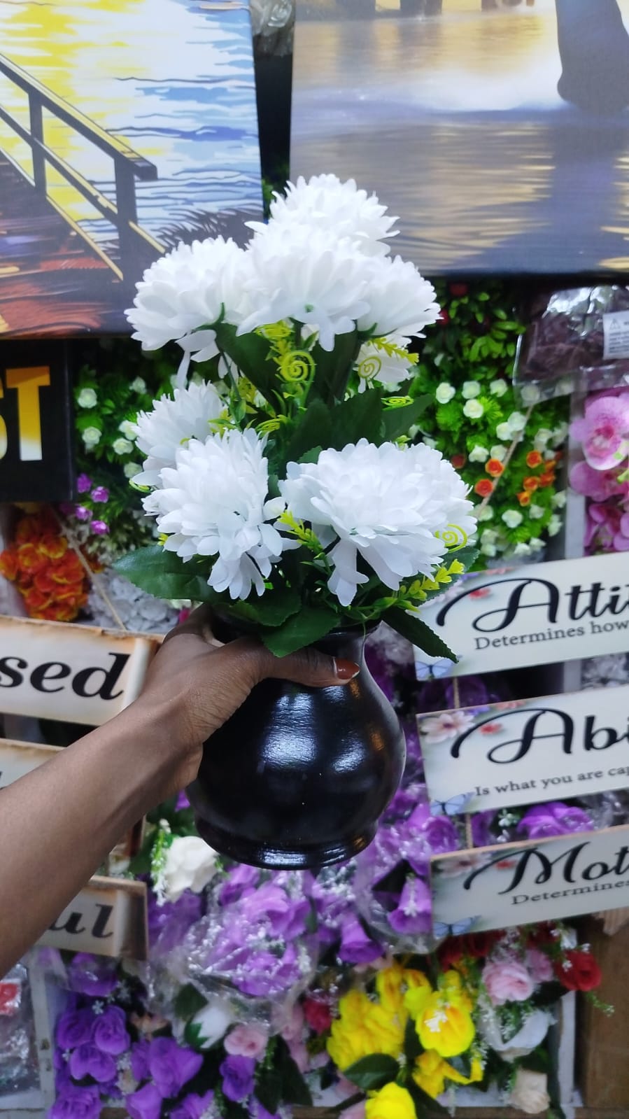 Artificial flower with vase