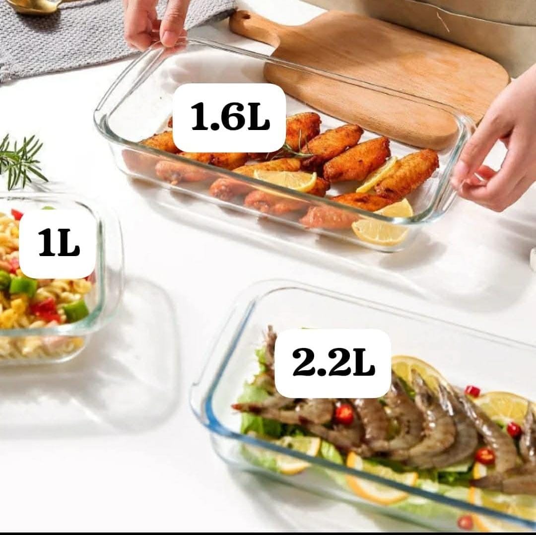 3 set Borosilicate glass baking tray signature
