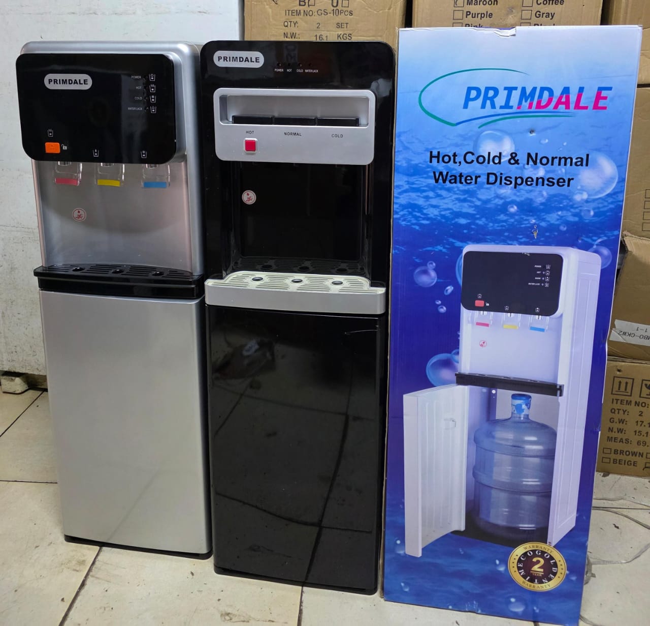 Primdale 3 tap bottom load dispenser Hot, normal and cold water dispenser -silver or black, 1pc