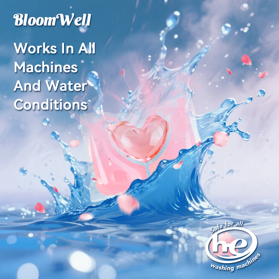 BloomWell 3 in 1 laundry pods 30pcs Pack Deep Clean & Softener Washing Machine Liquid Detergent Pods Gel Scent Booster Cleaning Loads Tablets - For all Machines