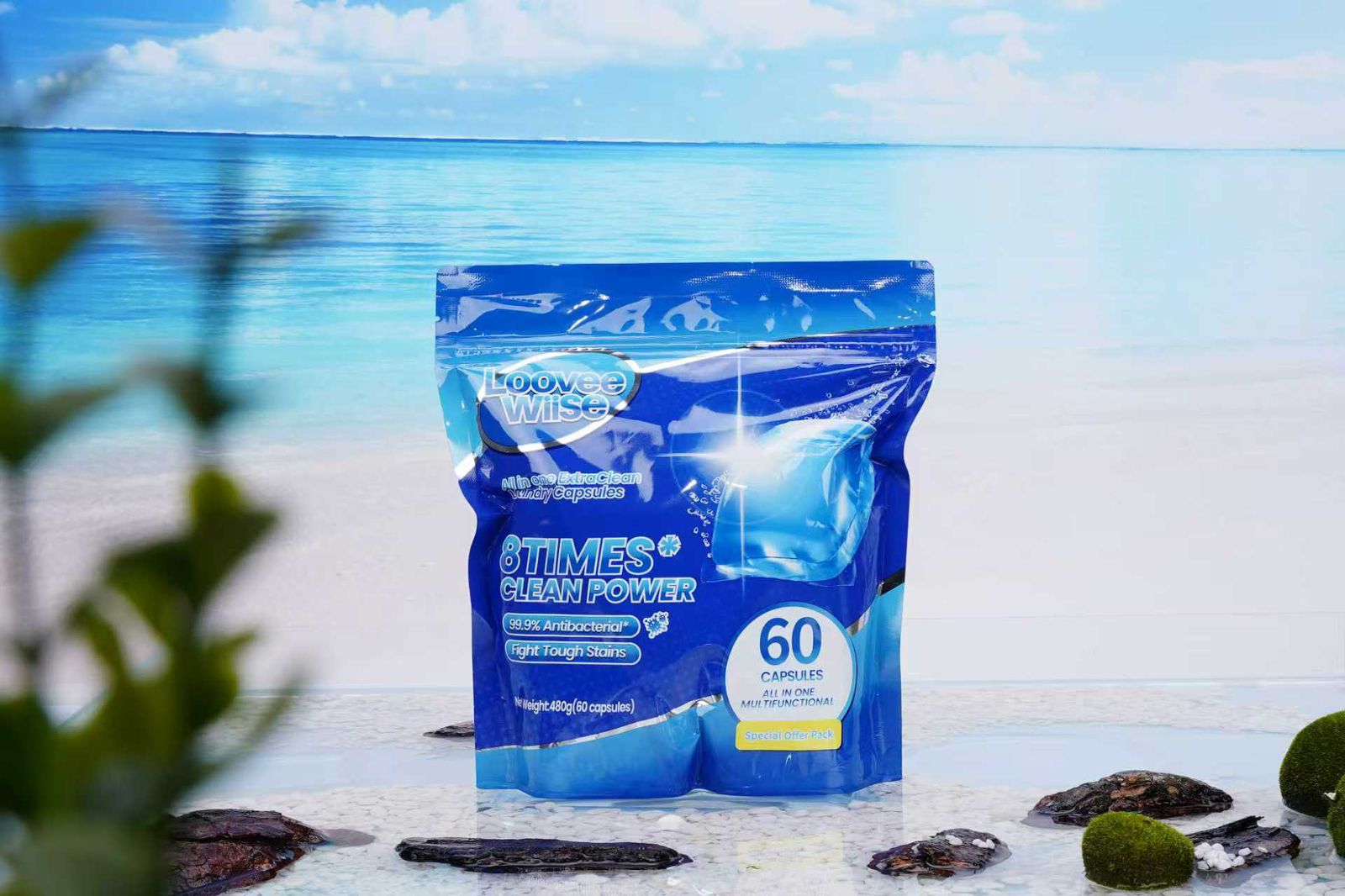 Loovewise All-in-1 Extra Clean Laundry Pods 60pods pack Lavender Fragrance Deep Clean & Softener Washing Machine Liquid Detergent Pods Gel Scent Booster Cleaning Loads Tablets - For all Machines