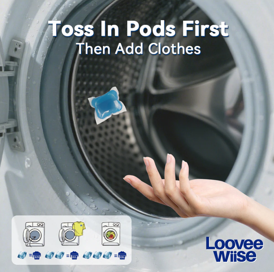 Loovewise All-in-1 Extra Clean Laundry Pods 60pods pack Lavender Fragrance Deep Clean & Softener Washing Machine Liquid Detergent Pods Gel Scent Booster Cleaning Loads Tablets - For all Machines