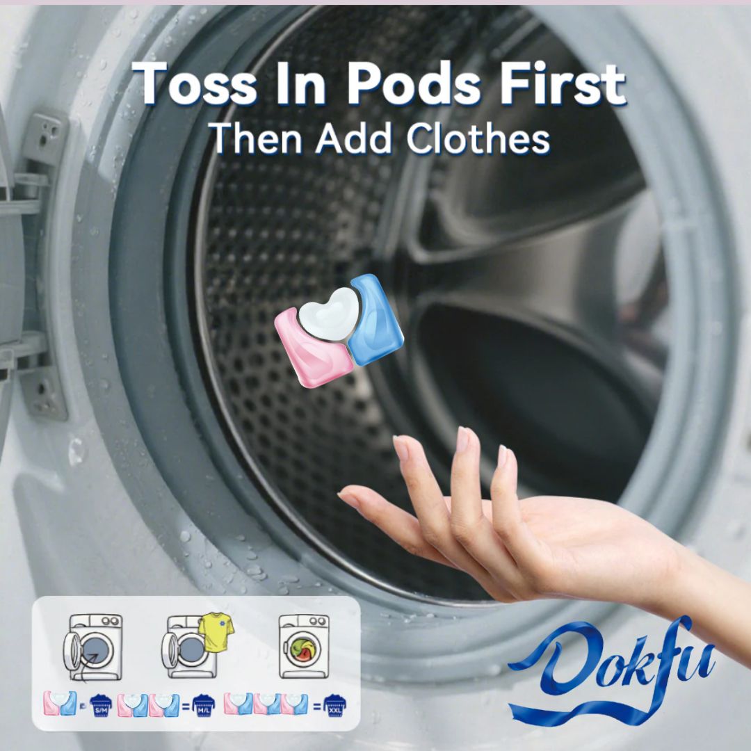 Dokfu 3-in-1 Laundry Pods 42pods pack Deep Clean Long-Lasting Designer-Inspired Fragrance Fabric Care Liquid Detergent Pods Gel Scent Booster Cleaning Loads Tablets - For all Machines