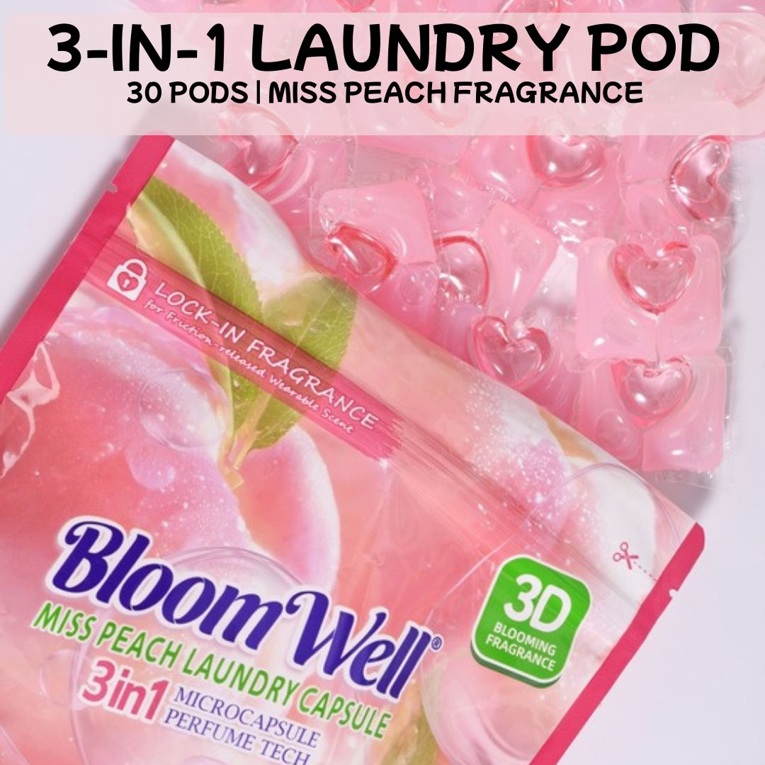 BloomWell 3 in 1 laundry pods 30pcs Pack Deep Clean & Softener Washing Machine Liquid Detergent Pods Gel Scent Booster Cleaning Loads Tablets - For all Machines
