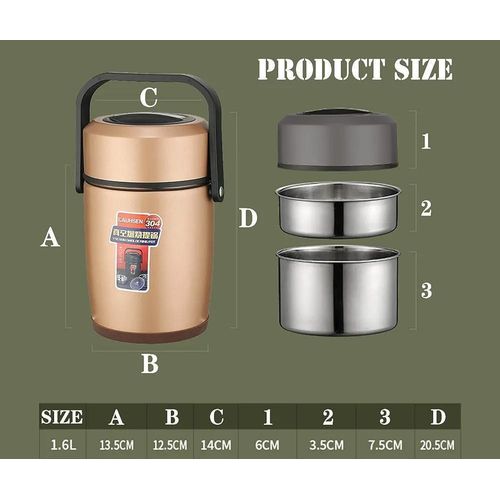 304 Stainless Steel Vacuum Thermal Lunch Box,Stainless Steel Insulated Food Jar, Lunch Box with Inner Container, Vacuum Insulated Food Flask.