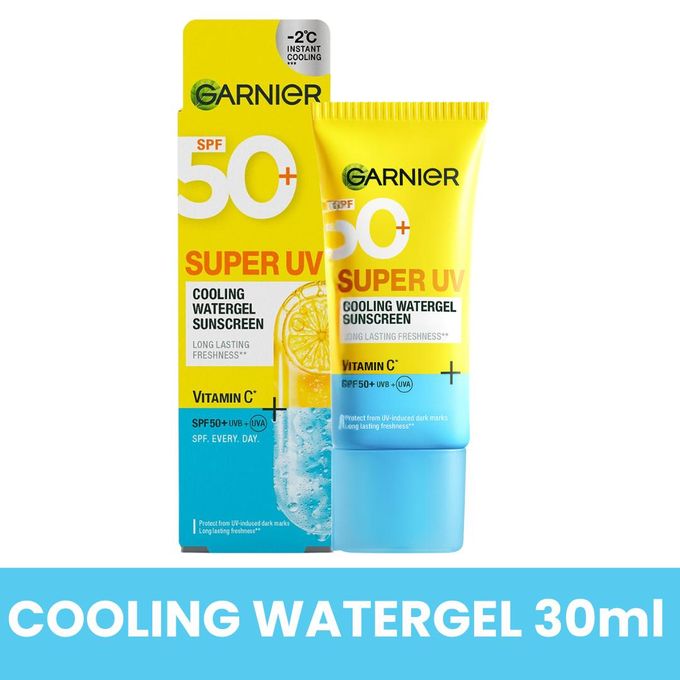 Garnier Super UV Cooling Watergel Sunscreen with Vitamin C & SPF 50 + UVB/UVA, Protects from UV Induced Dark Marks - 30ml