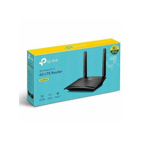 TPLink TP Link TL-MR100 300Mbps 2.4GHz Wireless N 4G LTE, Wi-Fi N300, Plug and Play, Parental Controls, Guest Network, with Micro SIM Card Slot, WiFi Router, Black