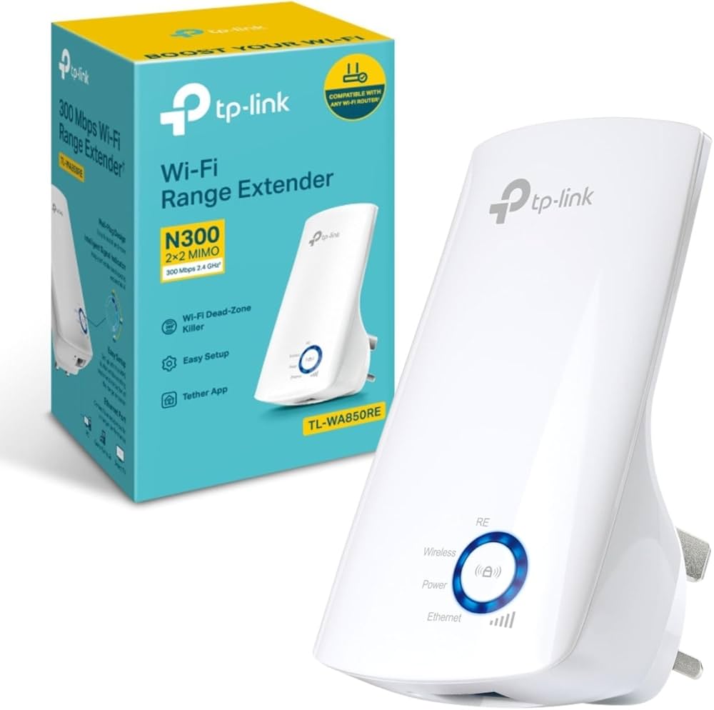 TP-Link TL-WA850RE 300Mbps WiFi Range Extender – Wireless Signal Booster with Ethernet Port, Easy Setup for Home & Office