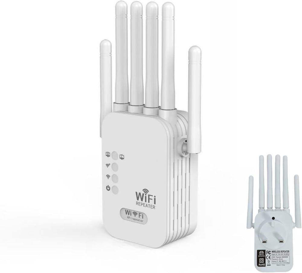 Wireless Dual Band WiFi Extender 2.4GHz & 5GHz – WiFi Amplifier Signal Booster, Long Range Coverage, High-Speed Router Repeater for Home & Office