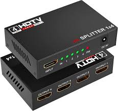 HDTV-Compatible HDMI Splitter 1 In 4 Out – 3D, 1080P & 4K Ultra HD, High-Speed HDMI Signal Distribution for TV, Projector, Monitor, Gaming, and Home Theater