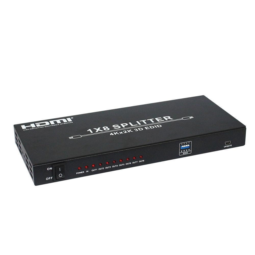 HDTV HDMI Splitter 1 In 8 Out – 3D, 1080P Full HD & 4K Ultra HD, High-Speed HDMI Signal Distributor for TV, Monitors, Projectors, Gaming, and Home Theater