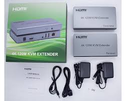HDMI 4K KVM Extender 120M – Ultra HD 4K@30Hz, USB Keyboard & Mouse Control, HDMI Over Cat6, Long Distance Signal Extender