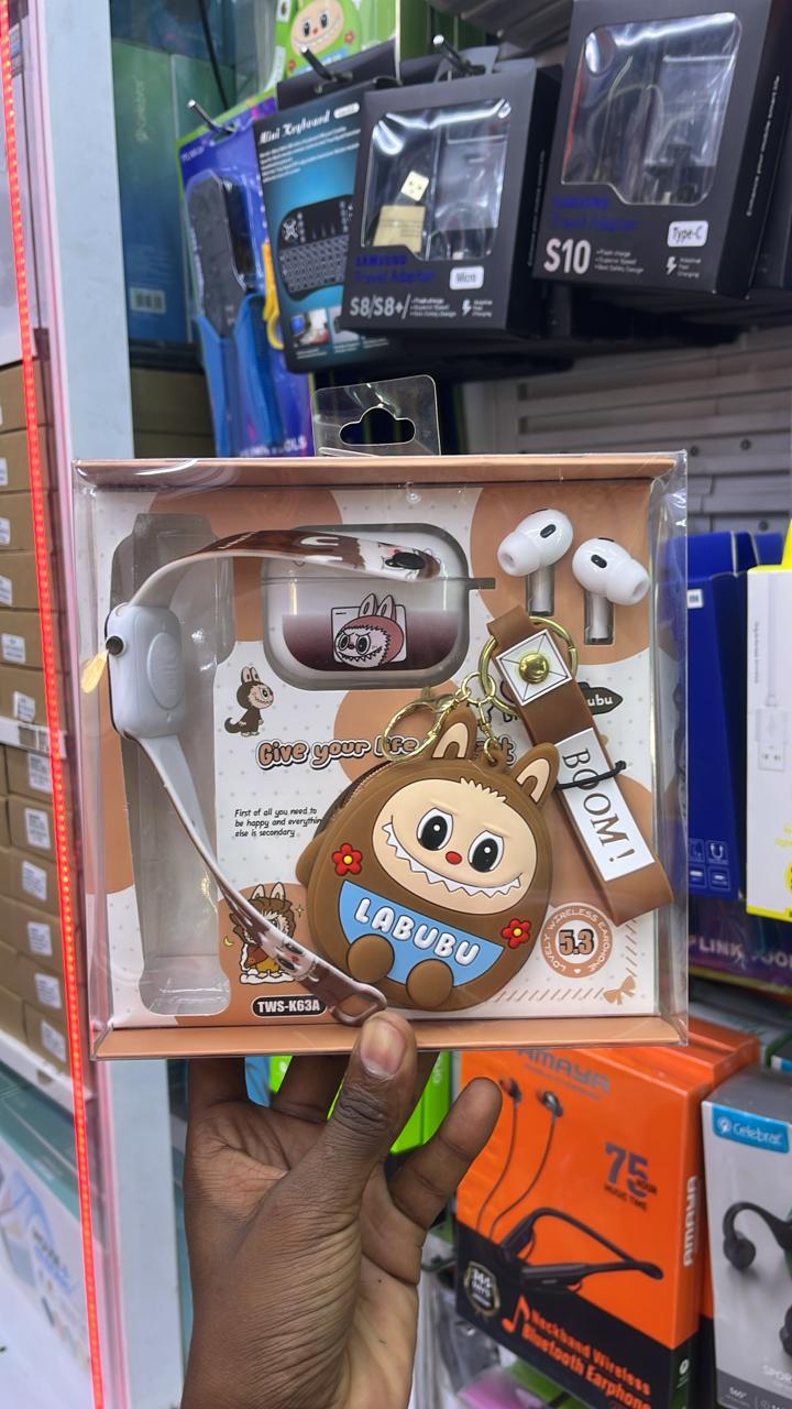 Labubu Smartwatch with Wireless Earbuds & Charging Case Set – Bluetooth Calling, Fitness Tracker, Touchscreen Smart Watch, HiFi Stereo Earbuds, Stylish Labubu Gift Combo for Android & iPhone