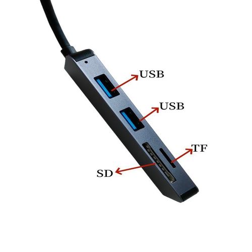USB-C 5-in-1 Hub Adapter (No HDMI) – USB 3.0, USB-C PD Charging, SD/TF Card Reader – High-Speed Multiport Converter for Laptop, Tablet & Smartphone