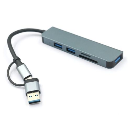 USB-C 5-in-1 Hub Adapter (No HDMI) – USB 3.0, USB-C PD Charging, SD/TF Card Reader – High-Speed Multiport Converter for Laptop, Tablet & Smartphone