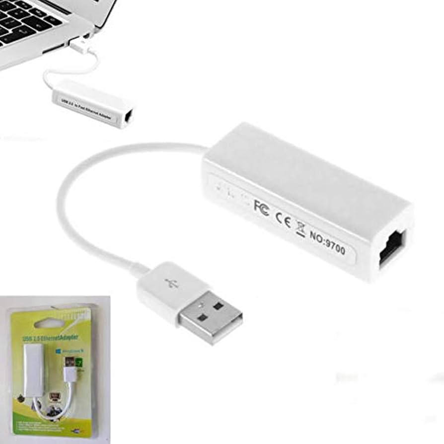 USB 2.0 to Ethernet Adapter – Wired LAN Network Converter for Laptop, PC, MacBook, Chromebook