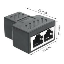 2-Way RJ45 Connector – Ethernet Splitter / 1-to-2 Adapter for Cat5/Cat6 Network, Gold-Plated 8P8C