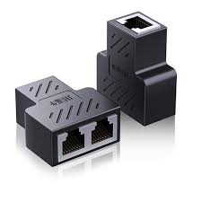 2-Way RJ45 Connector – Ethernet Splitter / 1-to-2 Adapter for Cat5/Cat6 Network, Gold-Plated 8P8C
