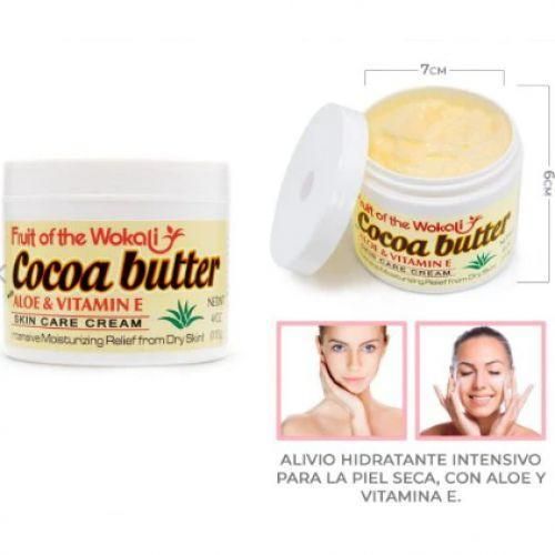 Fruit Of The Wokali Cocoa Butter Moisturizing Cream 115g – Aloe Vera & Vitamin E Skin Care for Dry & Sensitive Skin