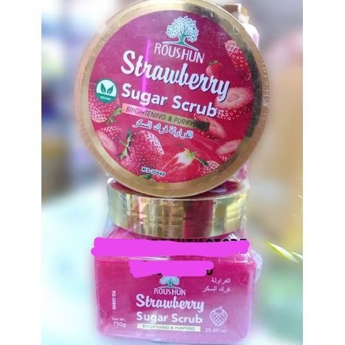 Roushun Strawberry Sugar Scrub – Natural Exfoliating Body Scrub for Smooth Glowing Skin