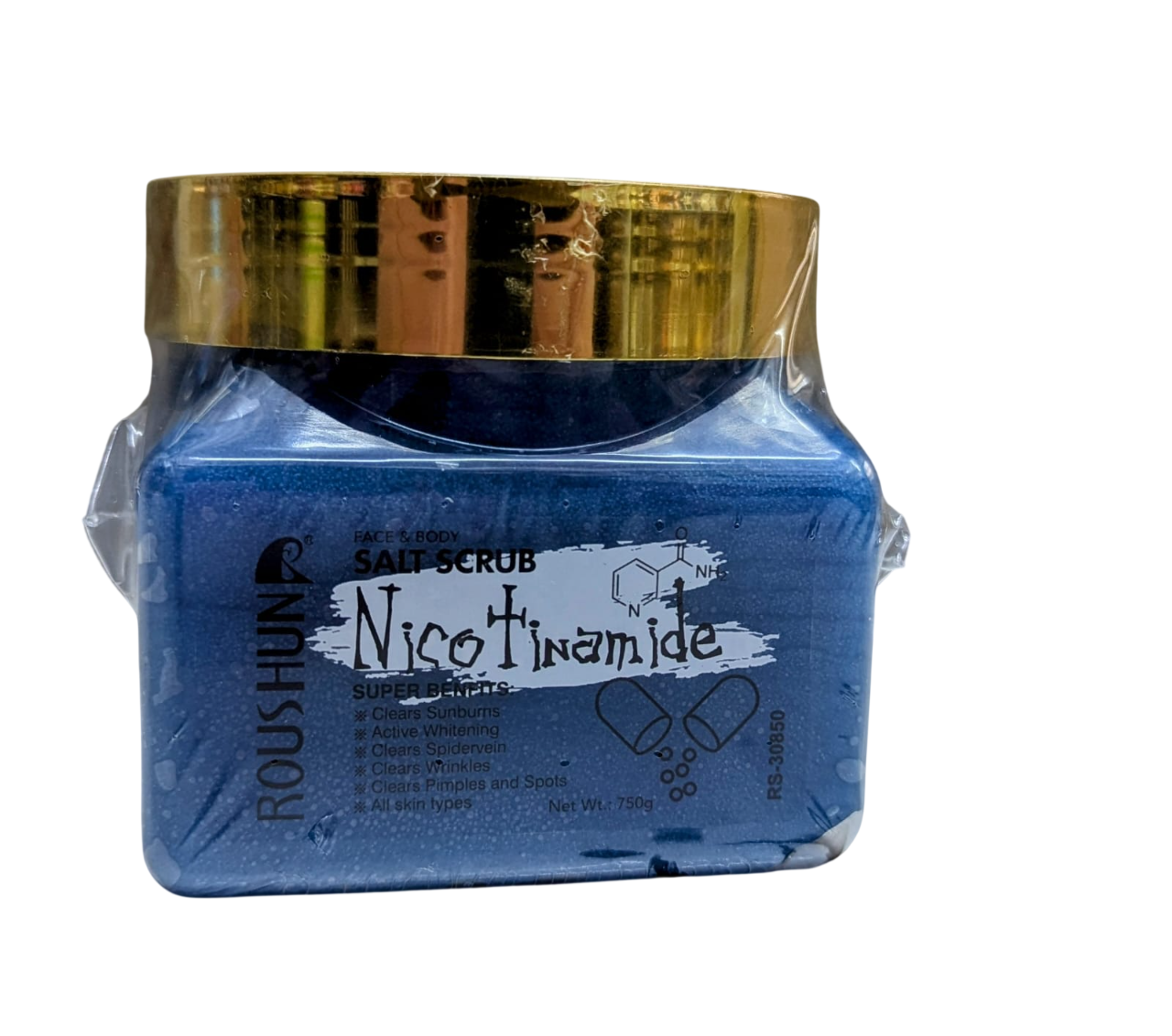Roushun Nicotinamide Salt Scrub – Face & Body Exfoliator for Glowing Skin