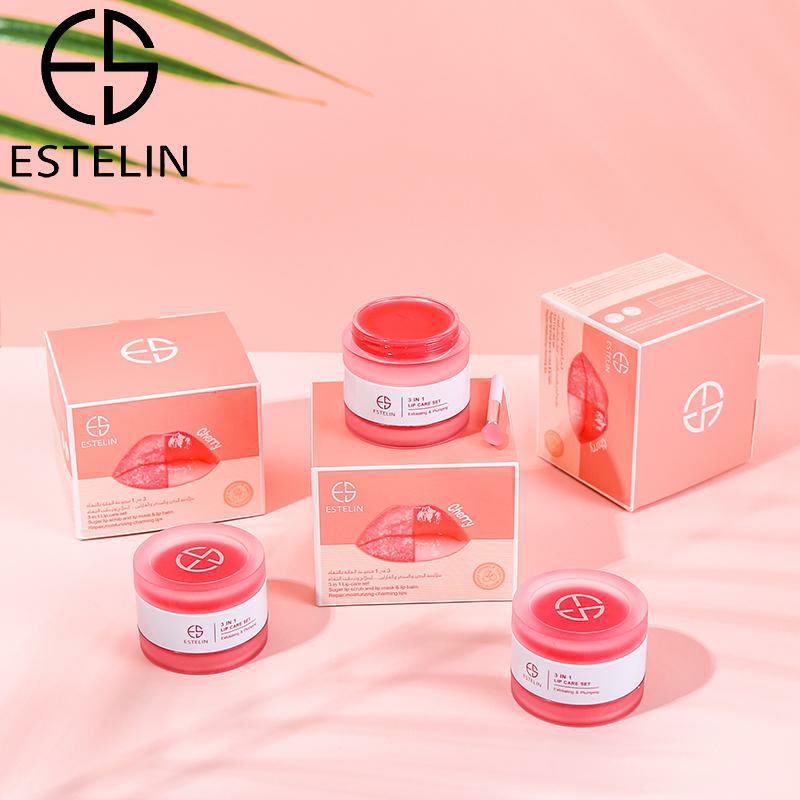 Estelin Cherry Lip Care Set 3-in-1 – Exfoliating Sugar Scrub, Nourishing Lip Mask & Hydrating Balm
