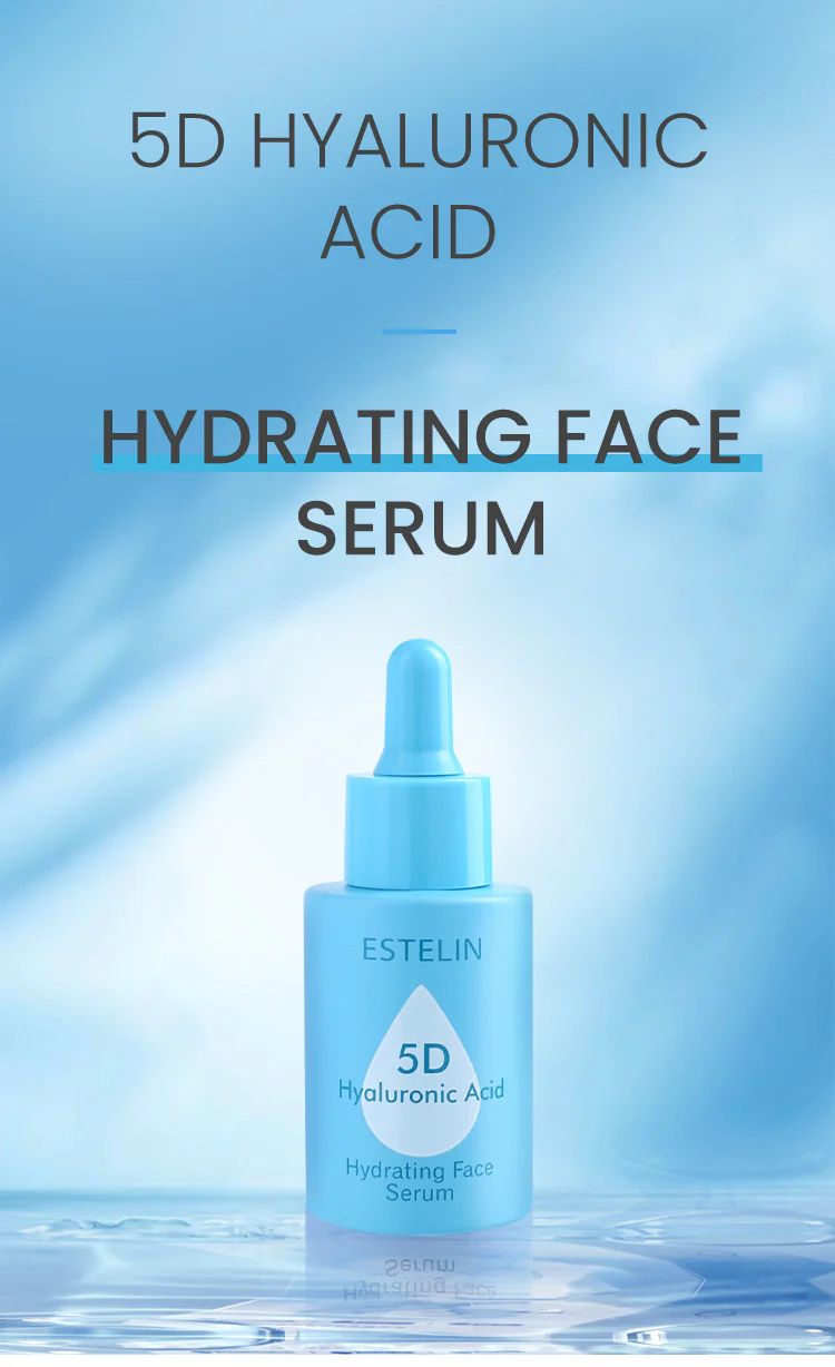 Estelin 5D Hyaluronic Acid Hydrating Face Serum – Deep Moisture & Plumping Formula for All Skin Types | Long-Lasting Hydration & Glow